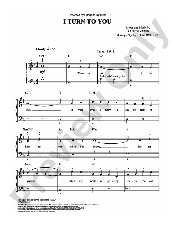 I Turn To You - Arr. Richard Bradley (DSM-PS-0004611) - Easy Piano (Digital Download)