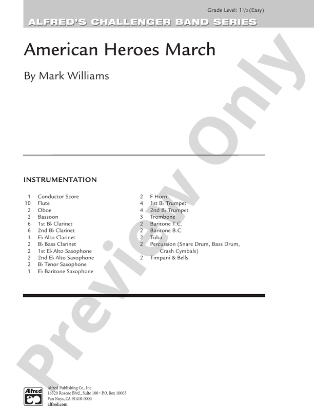 American Heroes March - Concert Band Conductor Score & Parts (Digital Download)