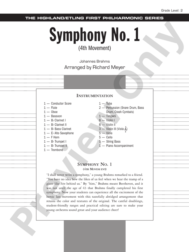Symphony No. 1 (4th Movement ) – Full Orchestra Conductor Score & Parts (Digital Download)