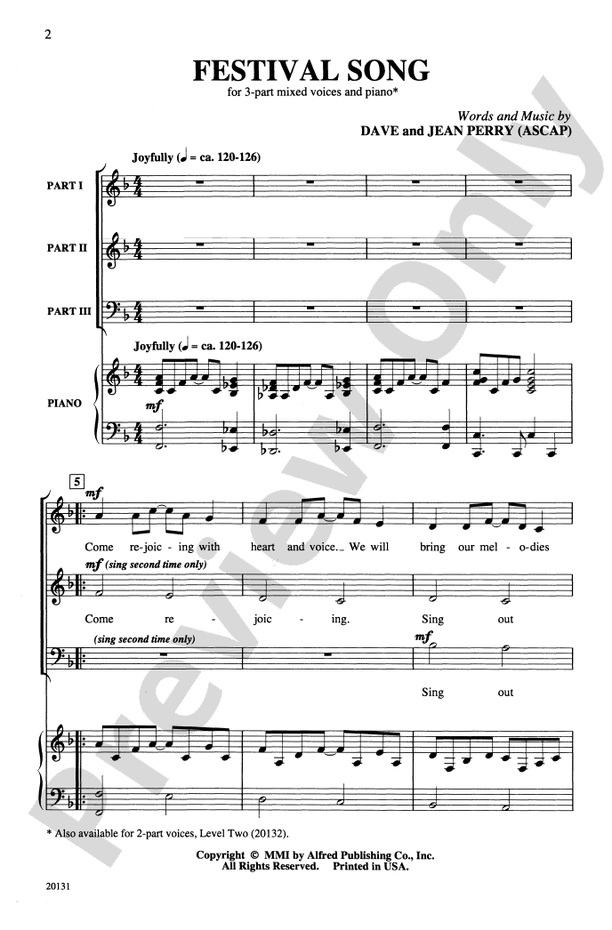 Festival Song – 3-Part Mixed Choral Octavo (Digital Download)
