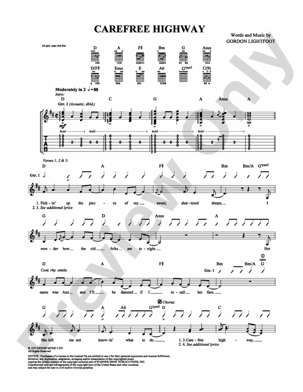 Carefree Highway - Guitar TAB (Digital Download)