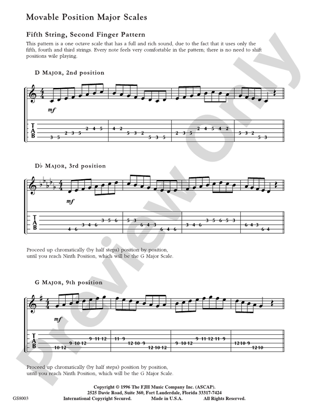 No. 3, Movable Position Major Scales - Easy Guitar (Digital Download)