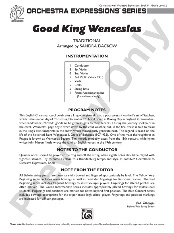 Good King Wenceslas – String Orchestra Conductor Score & Parts (Digital Download)