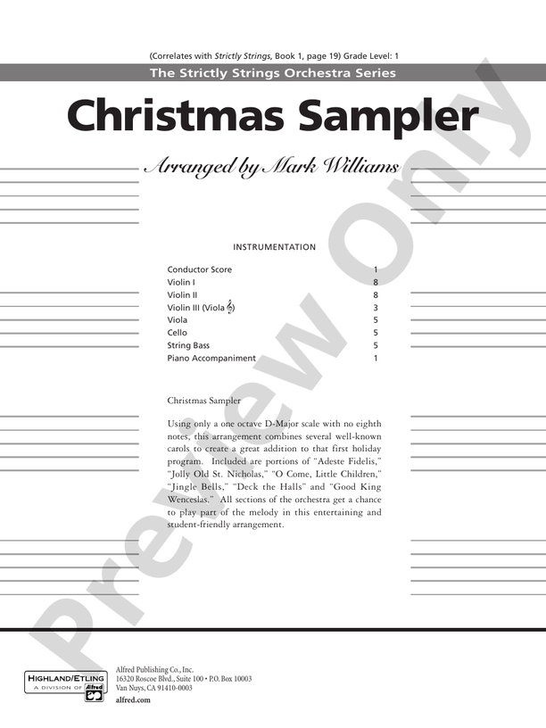 Christmas Sampler – String Orchestra Conductor Score & Parts (Digital Download)