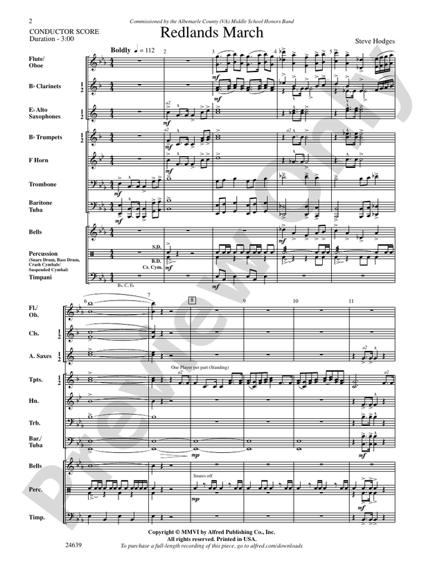 Redlands March - Concert Band Conductor Score & Parts (Digital Download)