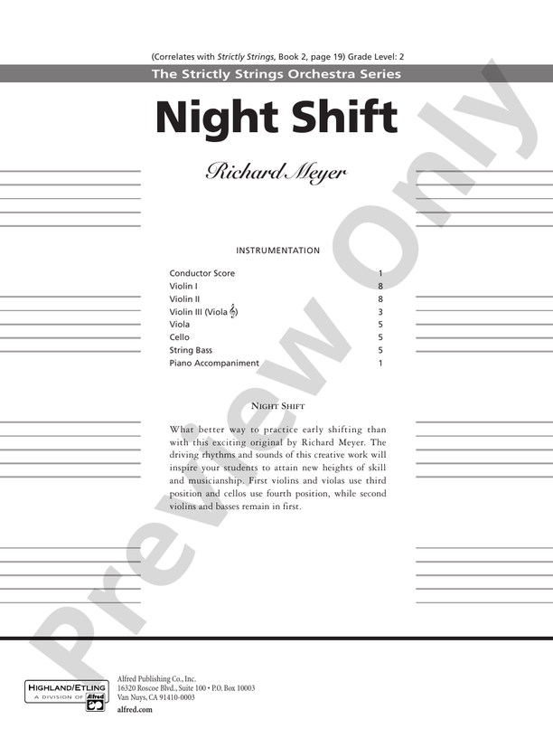 Night Shift – String Orchestra Conductor Score & Parts (Digital Download)
