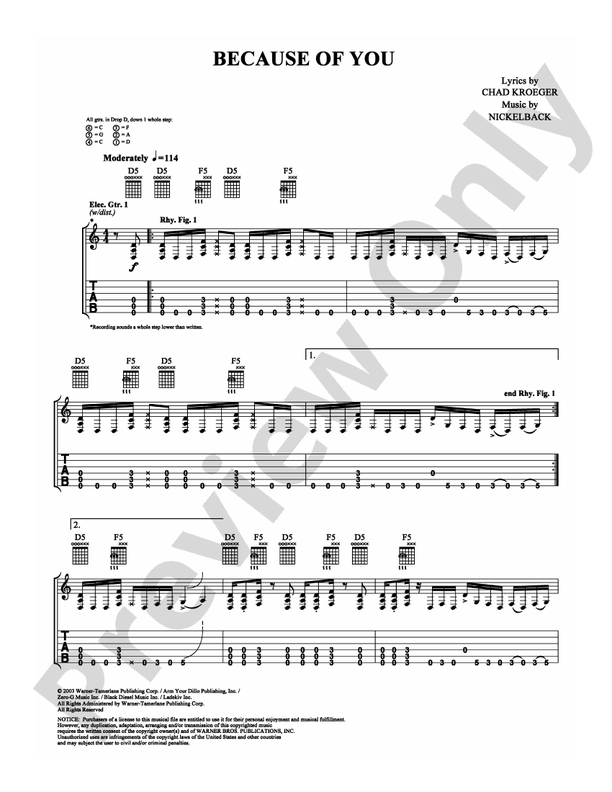 Because of You - Guitar TAB (Digital Download)