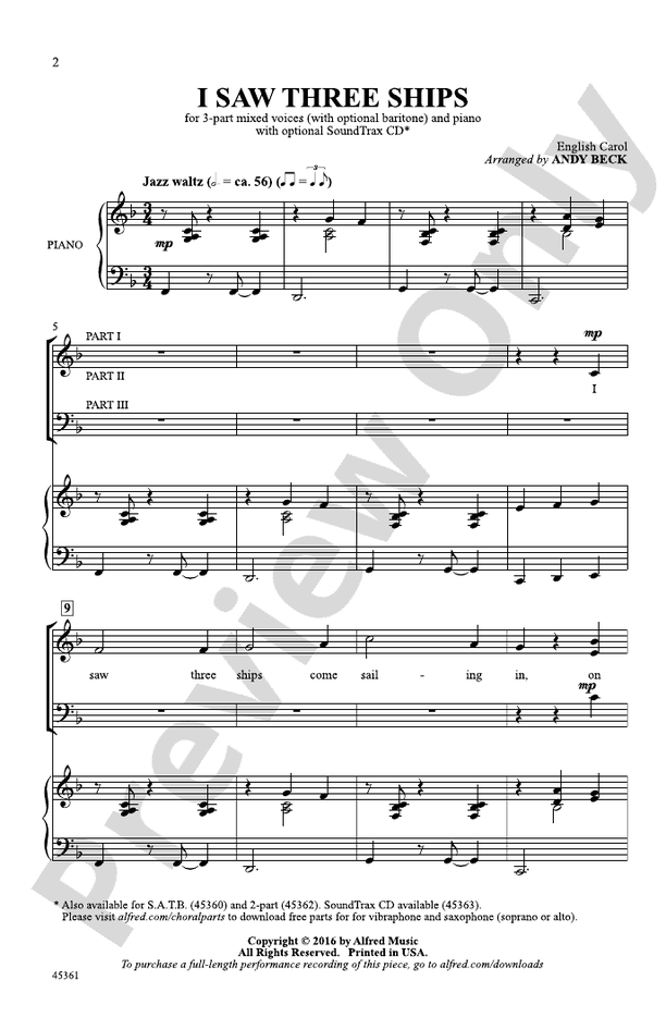 I Saw Three Ships – 3-Part Mixed Choral Octavo - Digital Sheet Music Download (Digital Download)