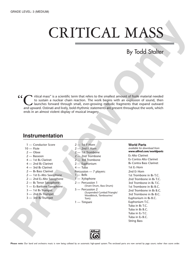Critical Mass - Concert Band Conductor Score & Parts (Digital Download)