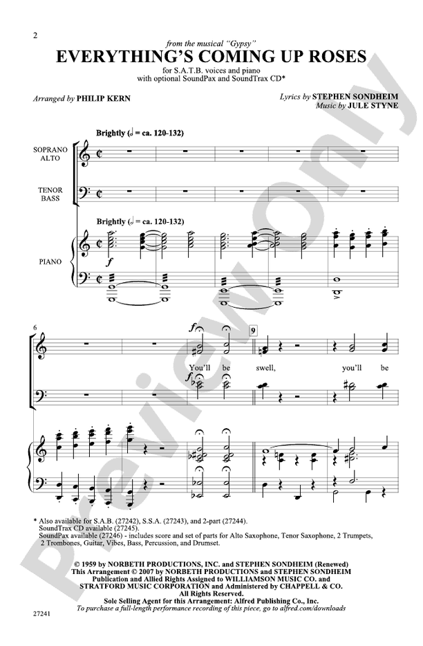 Everything's Coming Up Roses (from Gypsy) – SATB Choral Octavo (Digital Download)