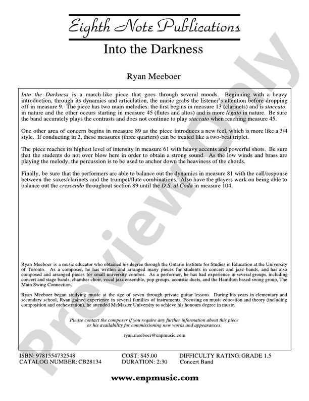Into the Darkness - Concert Band Conductor Score & Parts (Digital Download)