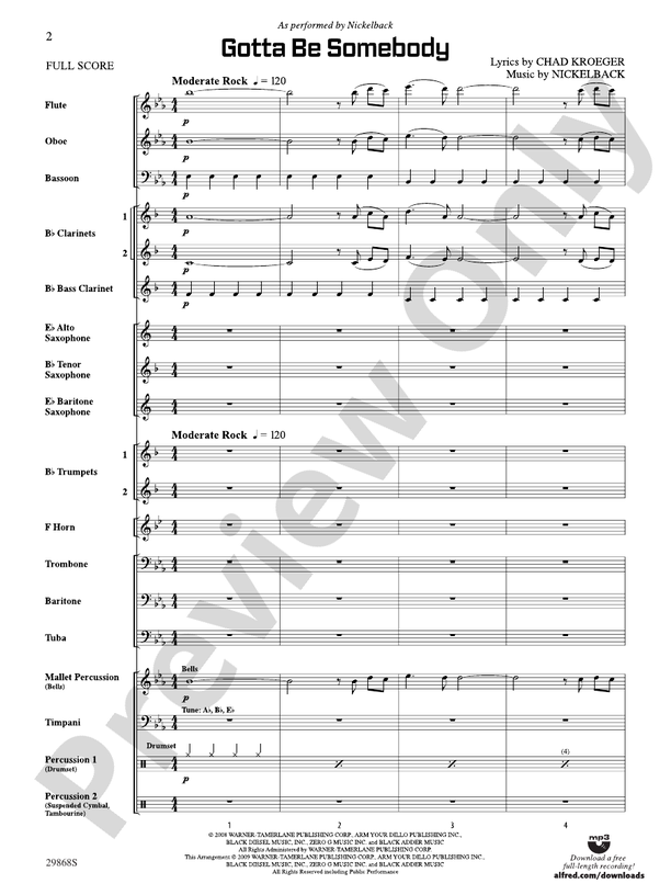 Gotta Be Somebody - Concert Band Conductor Score & Parts (Digital Download)