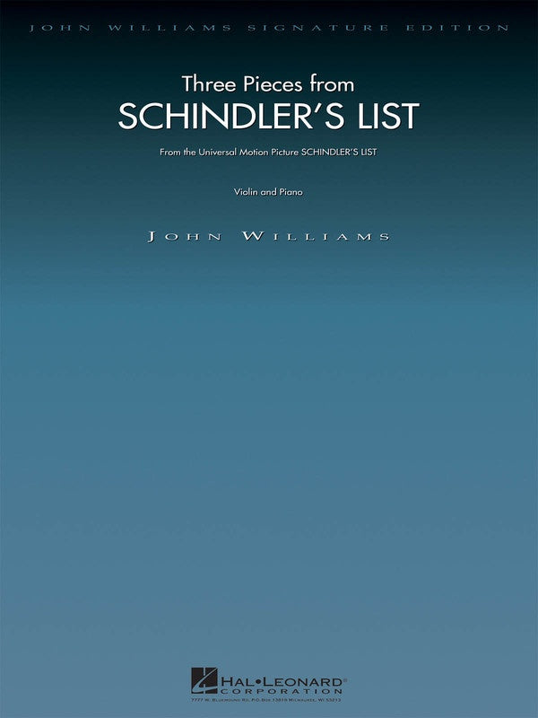 Schindler's List 3 Pieces - Violin/Piano Accompaniment Hal Leonard 849954