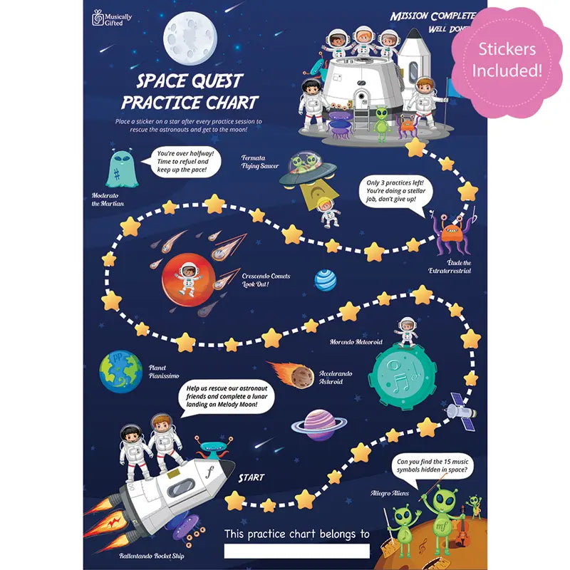 Space Quest A3 Music Practice Chart by Musically Gifted