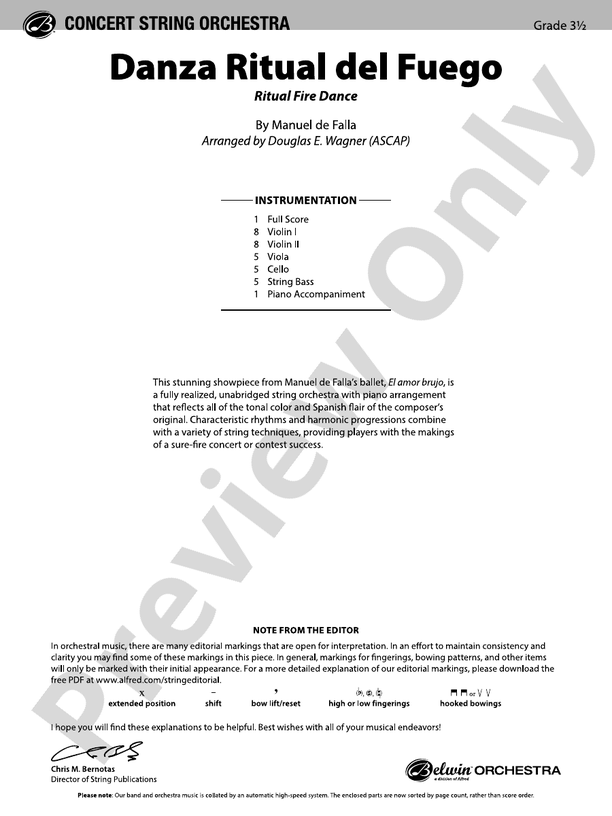 Danza Ritual del Fuego - String Orchestra Conductor Score & Parts (Digital Download)