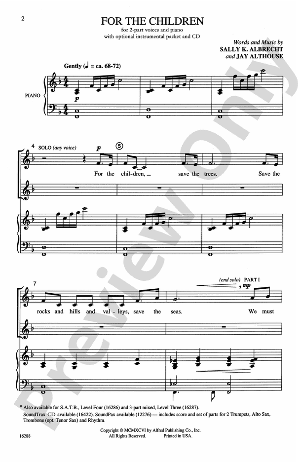 For the Children – 2-Part Choral Octavo (Digital Download)