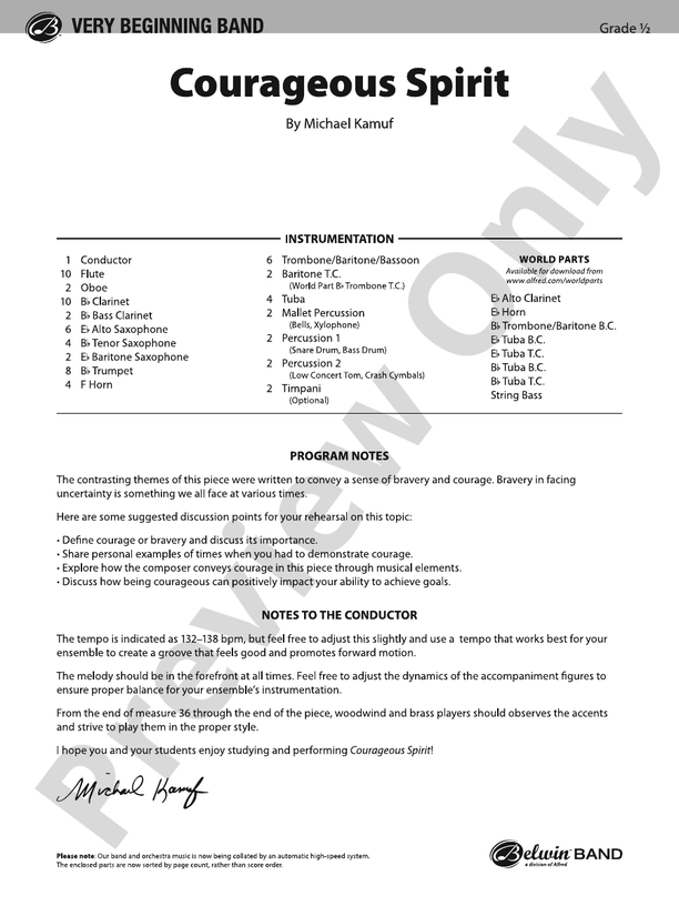 Courageous Spirit – Concert Band Conductor Score & Parts (Digital Download)