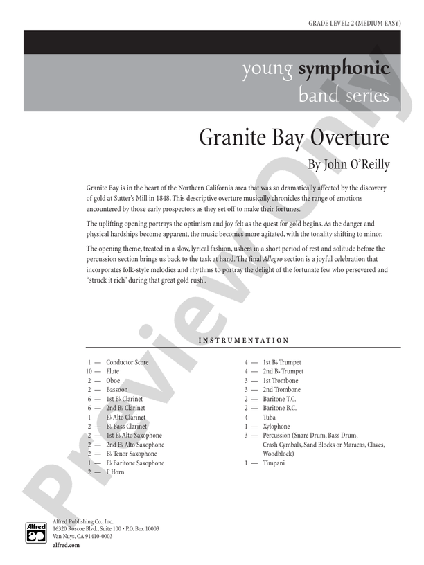 Granite Bay Overture - Concert Band Conductor Score & Parts (Digital Download)