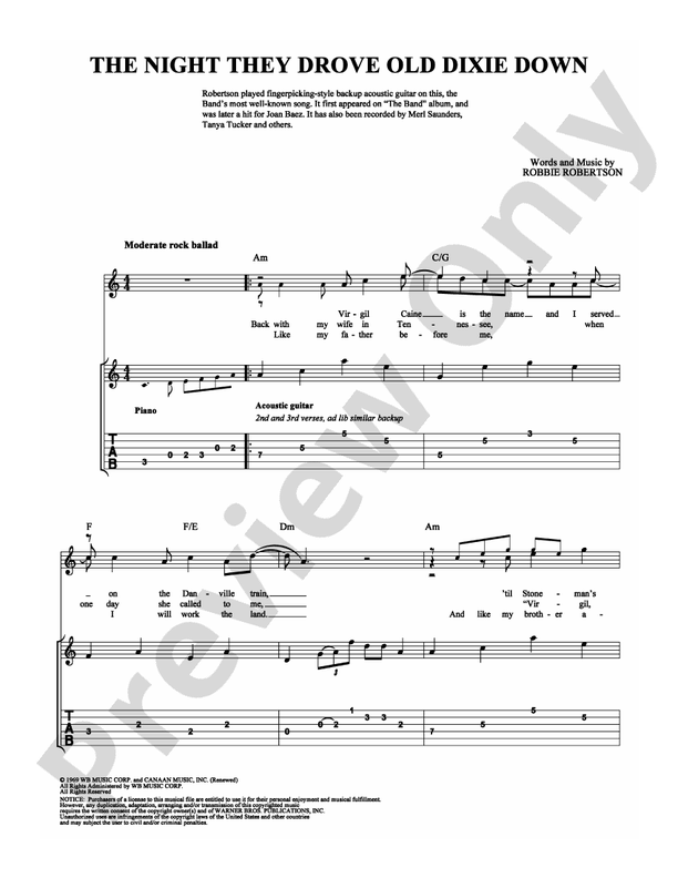 Night They Drove Old Dixie Down, The - Guitar TAB (Digital Download)
