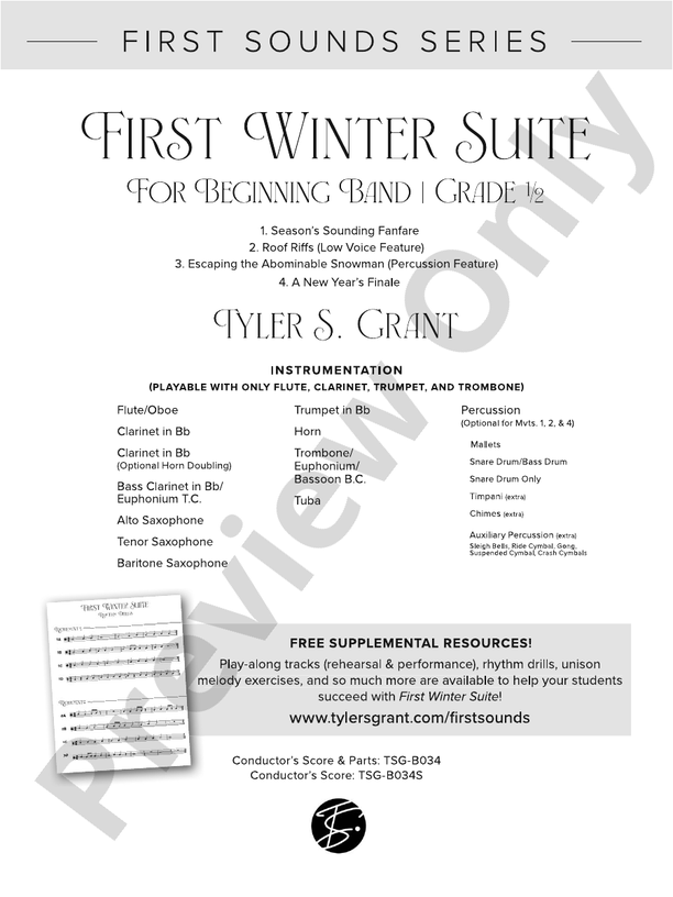 First Winter Suite – Concert Band Conductor Score & Parts (Digital Download)
