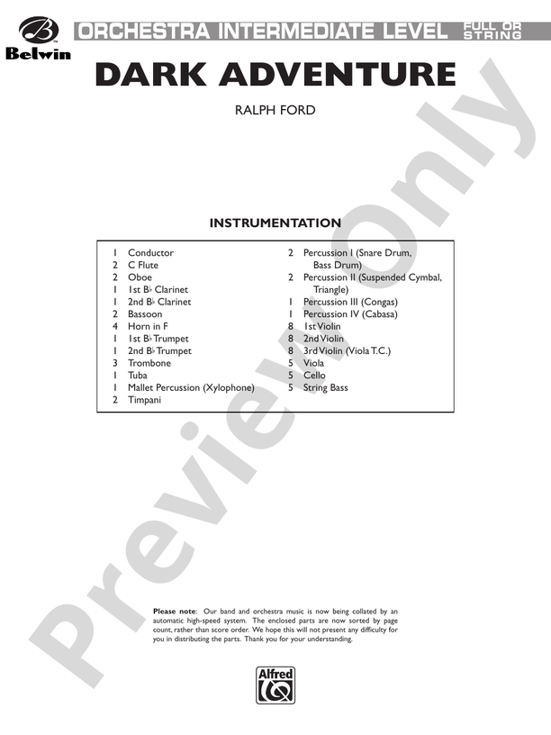 Dark Adventure – Full Orchestra Conductor Score & Parts (Digital Download)