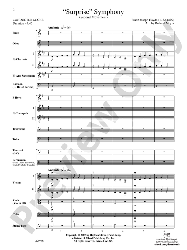 "Surprise" Symphony – Full Orchestra Conductor Score & Parts (Digital Download)