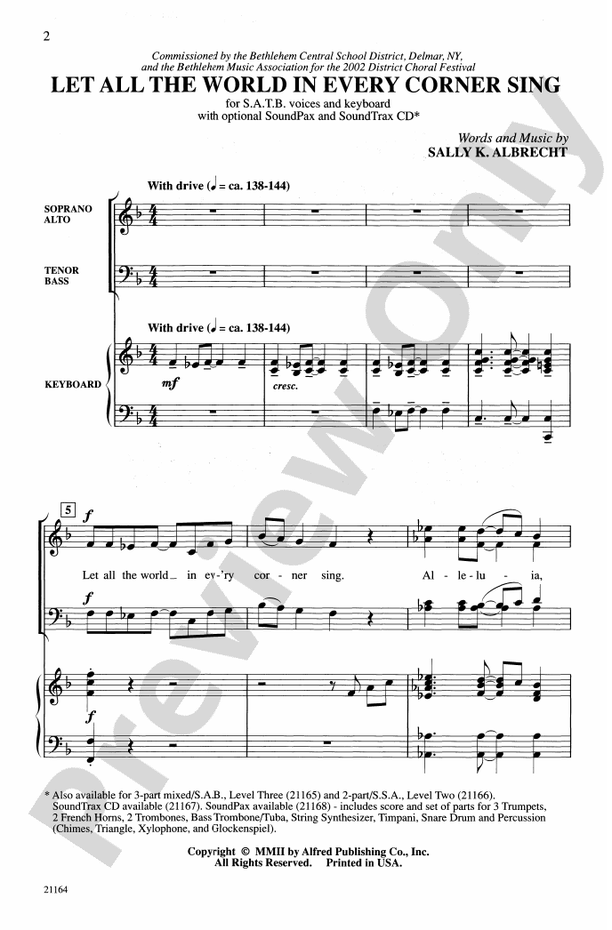 Let All the World in Every Corner Sing – SATB Choral Octavo (Digital Download)