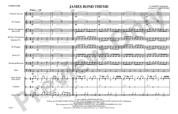 James Bond Theme (Arr. Jerry Burns) – Marching Band Conductor Score & Parts (Digital Download)