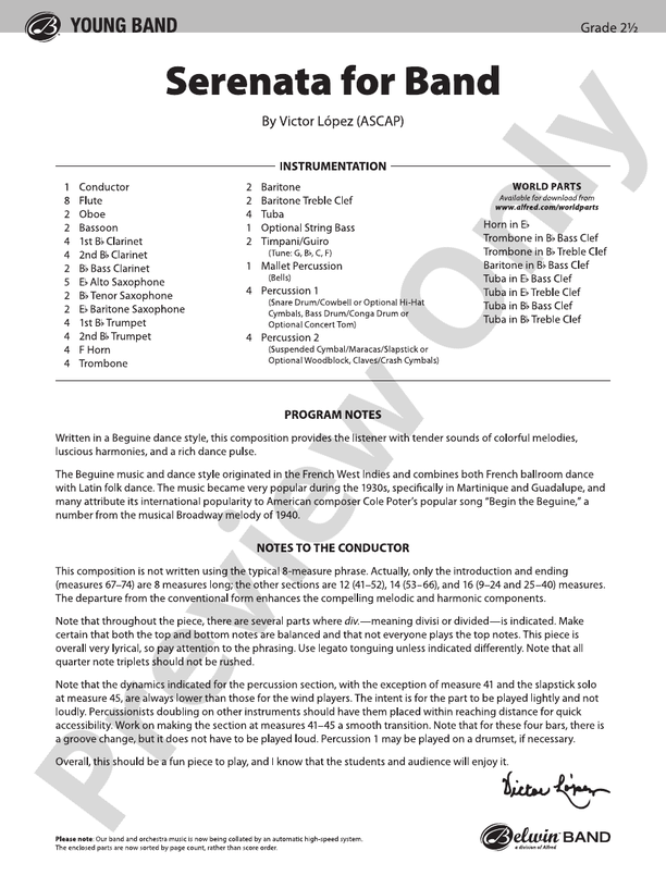 Serenata for Band - Concert Band Conductor Score & Parts (Digital Download)