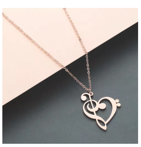 Rose Gold/Bass Clef Pendant and Chain