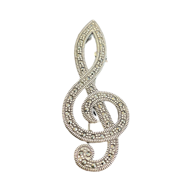 Marcasite Treble Clef Brooch and Pendant