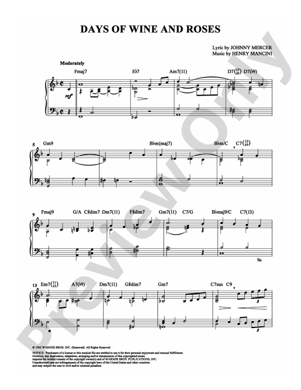 Days of Wine and Roses - Piano (Digital Download)