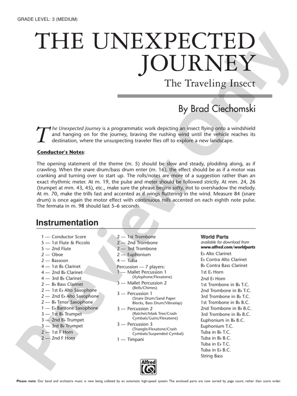 The Unexpected Journey - Concert Band Conductor Score & Parts (Digital Download)