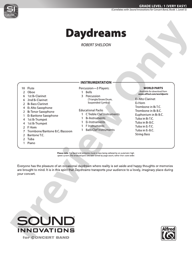 Daydreams - Concert Band Conductor Score & Parts (Digital Download)