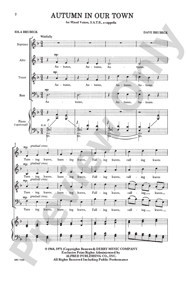 Autumn in Our Town (from Four New England Pieces) – SATB, a cappella Choral Octavo (Digital Download)