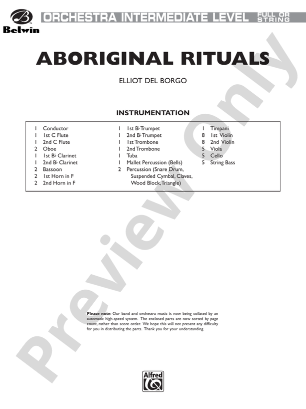 Aboriginal Rituals – Full Orchestra Conductor Score & Parts (Digital Download)