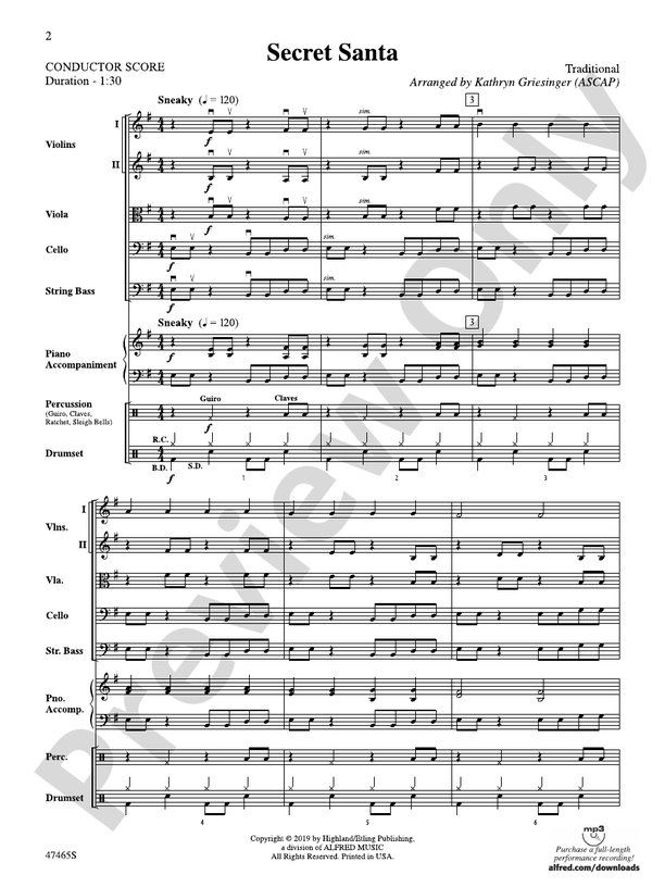 Secret Santa - String Orchestra Conductor Score & Parts (Digital Download)