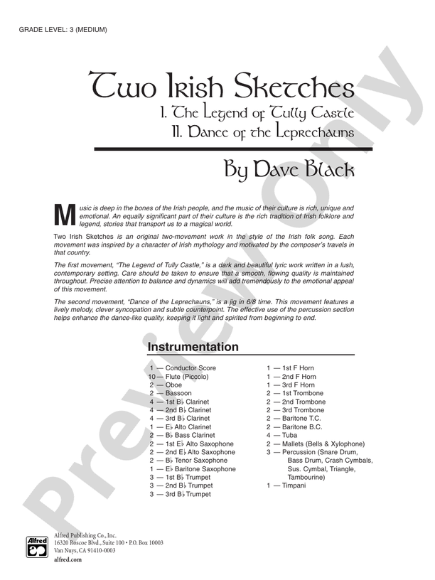 Two Irish Sketches - Concert Band Conductor Score & Parts (Digital Download)
