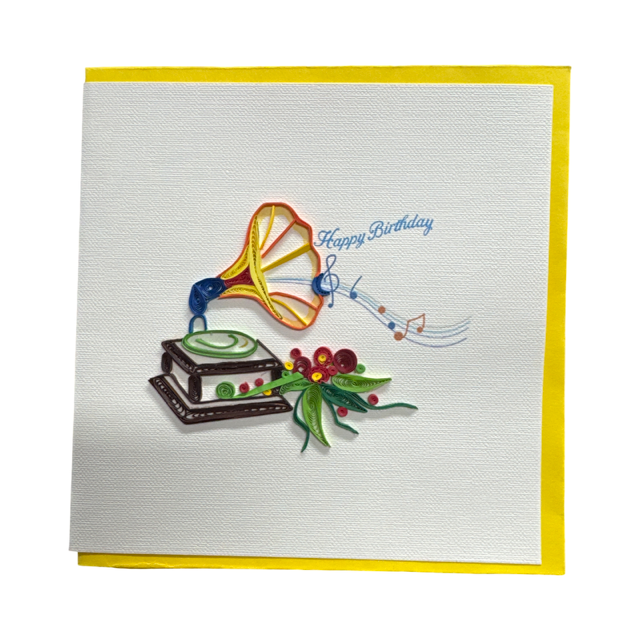 Greeting Card - Quilled Gramophone Happy Birthday