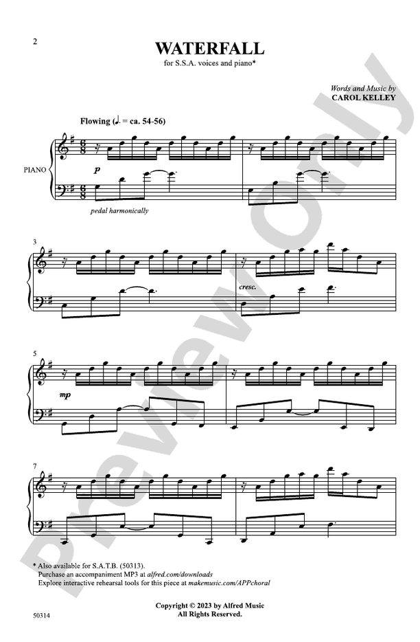 Waterfall - SSA Choral Octavo (Digital Download)