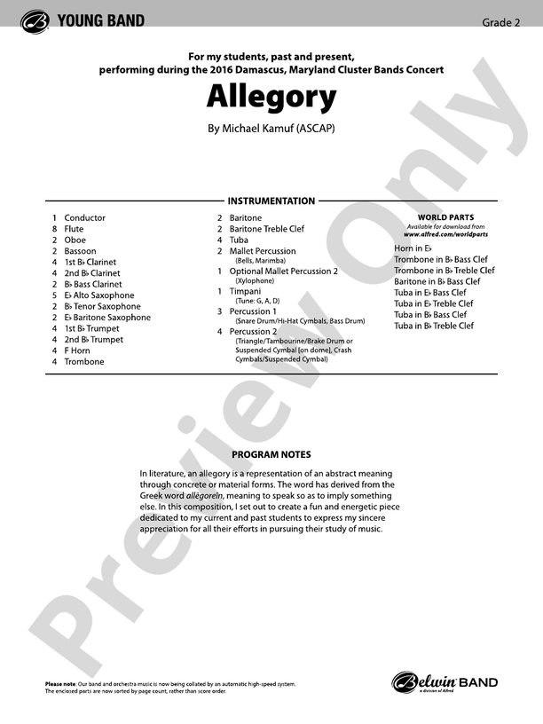 Allegory - Concert Band Conductor Score & Parts (Digital Download)