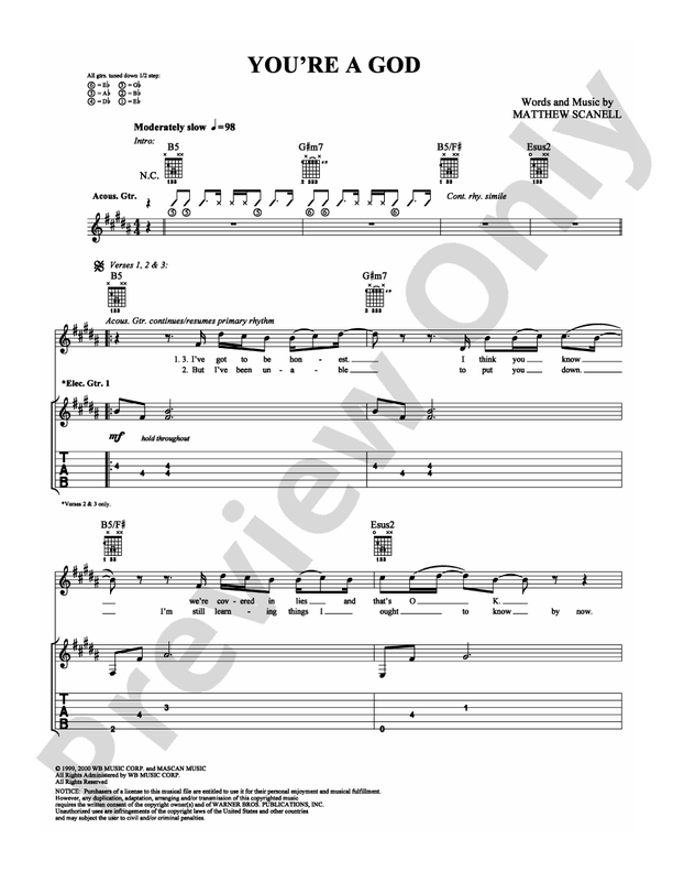 You're a God - Guitar TAB (Digital Download)
