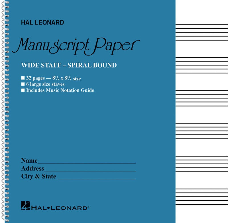 Wide Staff Wirebound Manuscript Paper (Aqua Cover) - Hal Leonard