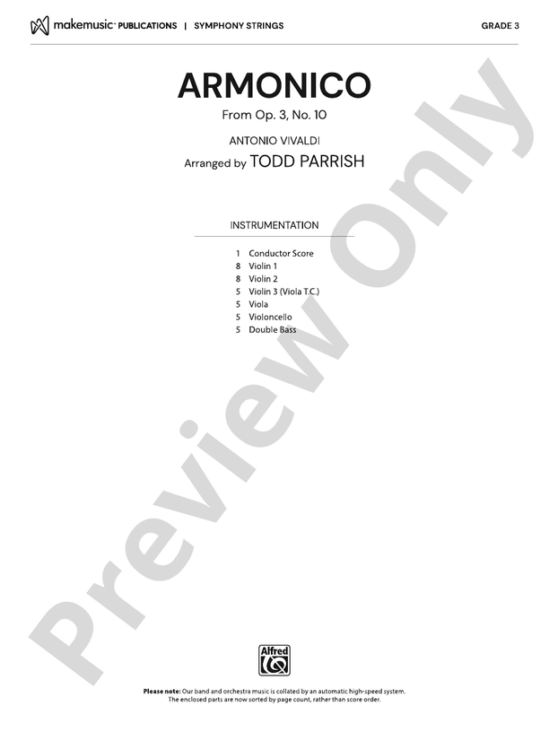 Armonico - String Orchestra Conductor Score & Parts (Digital Download)