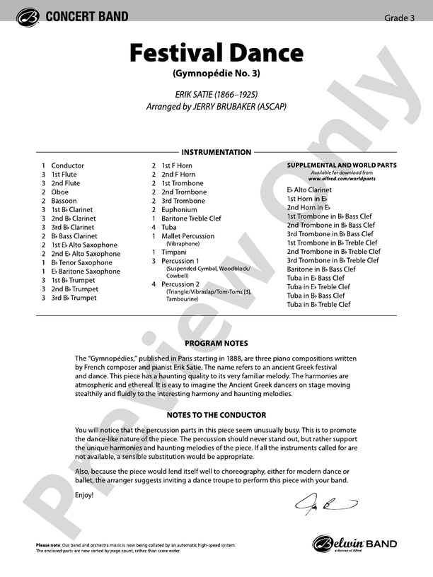 Festival Dance - Concert Band Conductor Score & Parts (Digital Download)