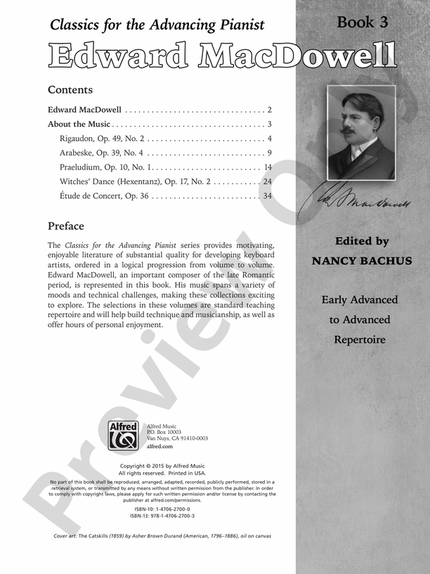 Classics for the Advancing Pianist: Edward MacDowell, Book 3: Early Advanced to Advanced Repertoire - Piano (Digital Download)