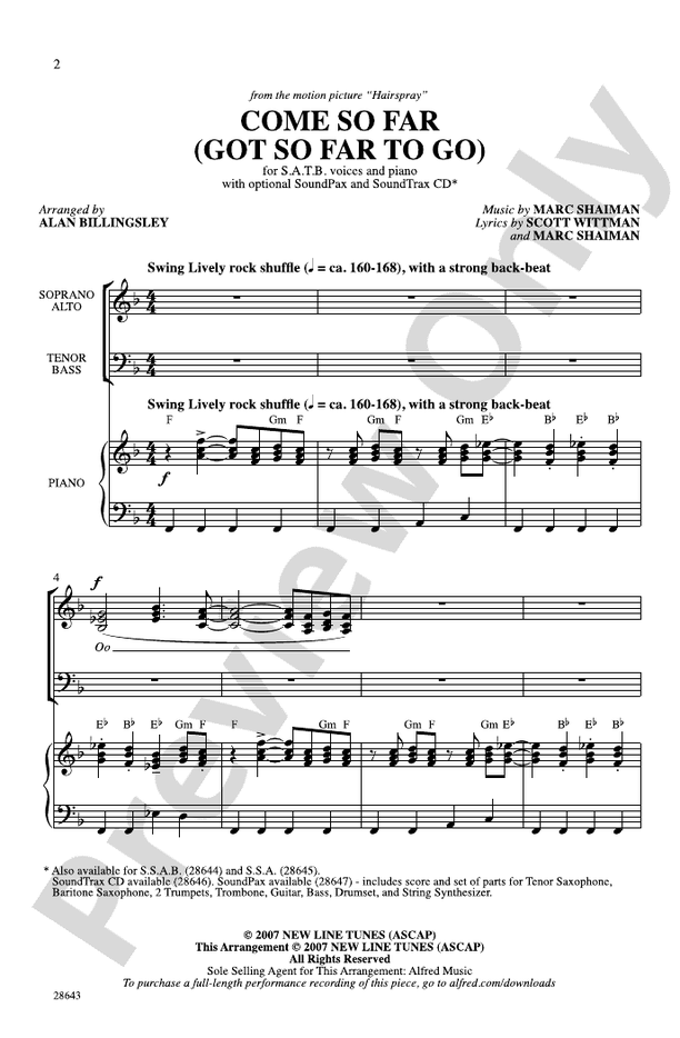 Come So Far (Got So Far to Go) (from Hairspray) – SATB Choral Octavo (Digital Download)