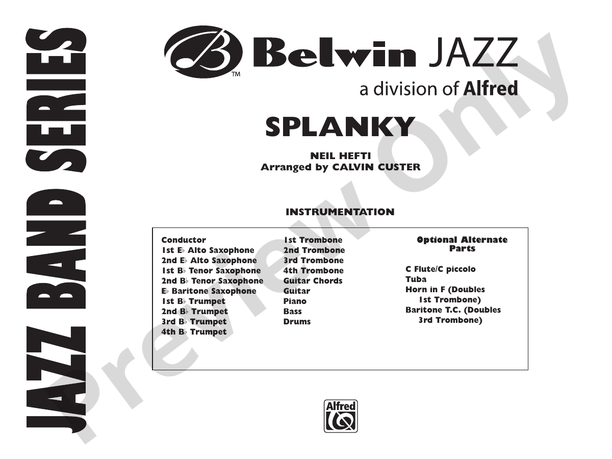 Splanky (Arr. Calvin Custer) - Jazz Ensemble Conductor Score & Parts (Digital Download)