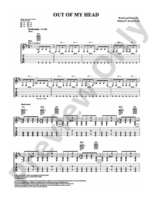 Out of My Head - Guitar TAB (Digital Download)