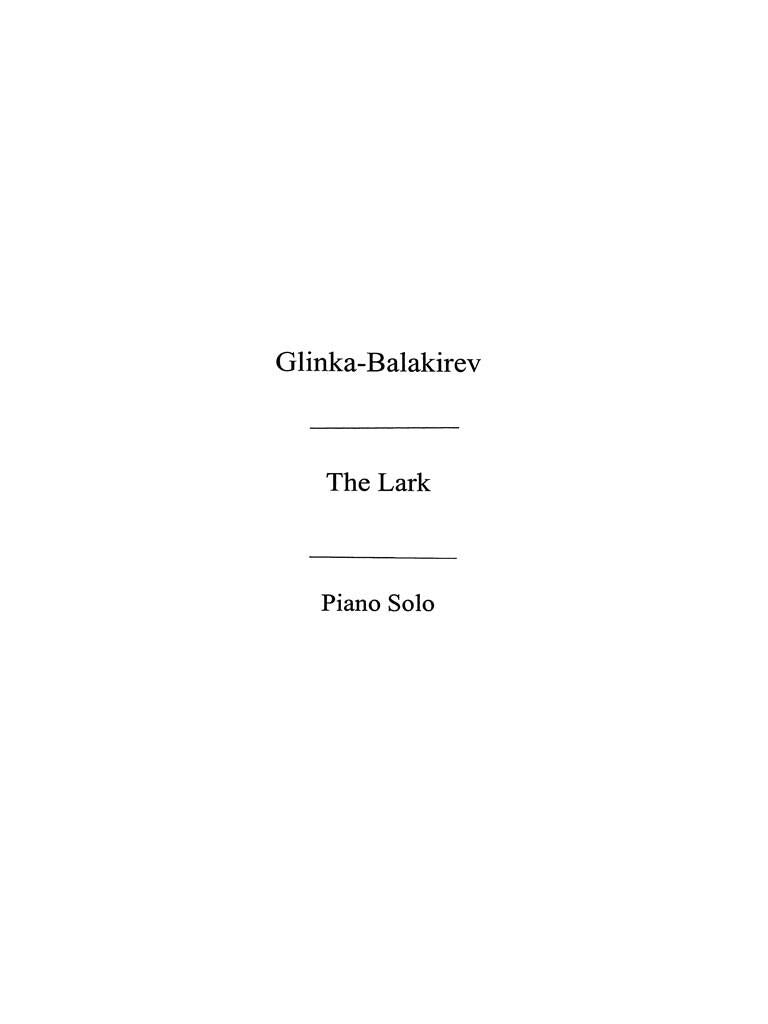 Balakirev - The Lark - Piano Solo Chester Archive CT02132